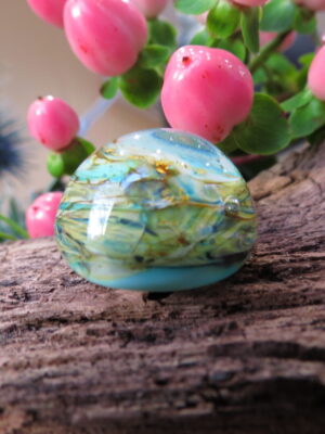 Collier galaxie nature en acier inoxydable - Perle de verre de Murano recuite avec inclusion de feuille d'or 24 carats
