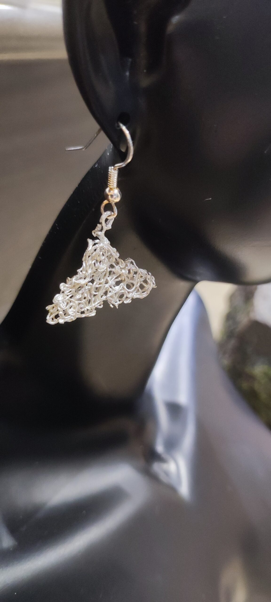 Boucles d'oreilles filigrane en argent 999 - triangle – Image 4