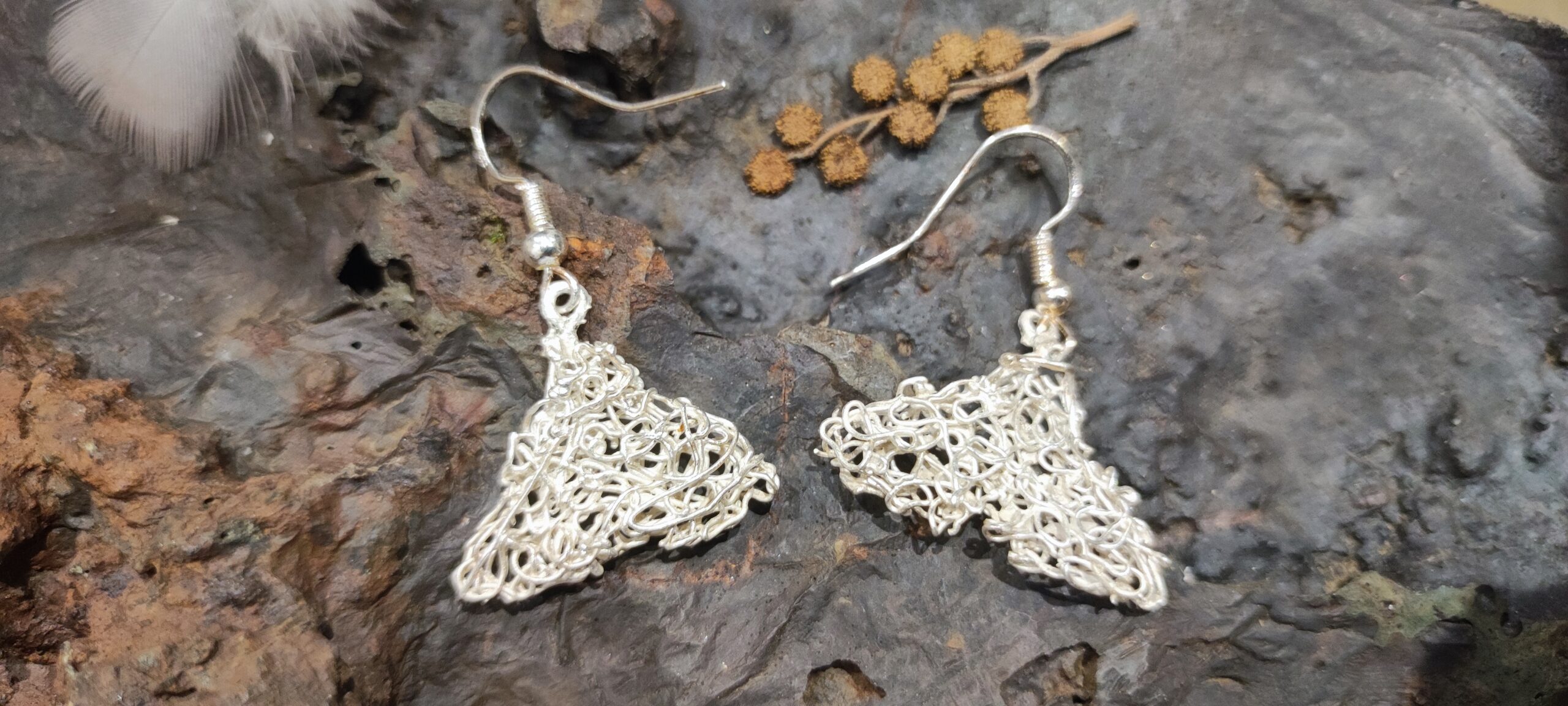 Boucles d'oreilles filigrane en argent 999 - triangle