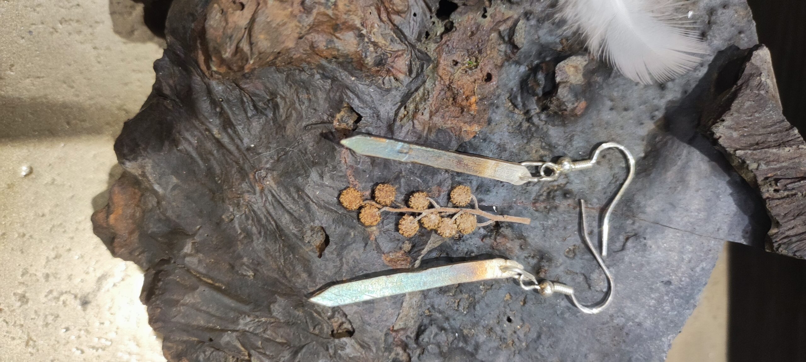 Boucles d'oreilles en argent 999, effet dégradé oxydé