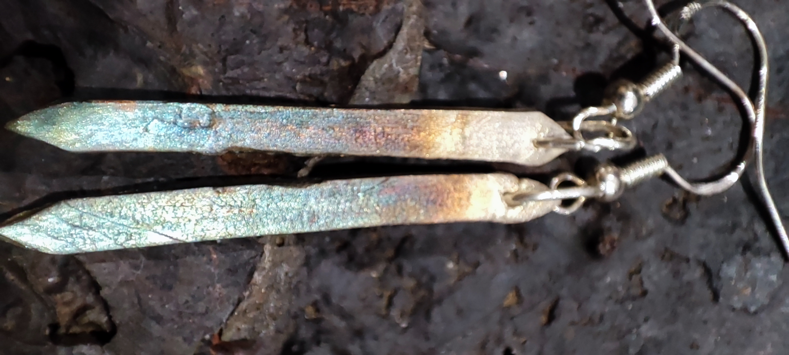 Boucles d'oreilles en argent 999, effet dégradé oxydé - Image 2