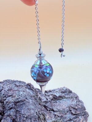 Pendule floral prune, aventurine & verre de Murano