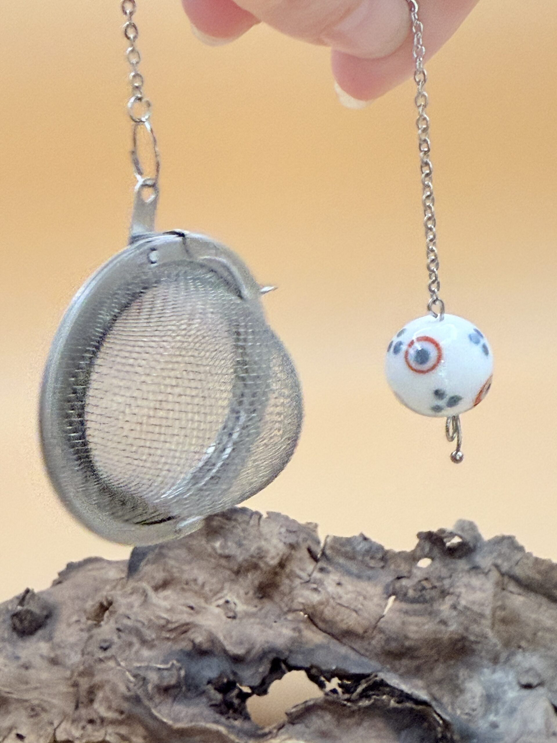 Boule à thé, perle en verre de Murano blanche – Image 4